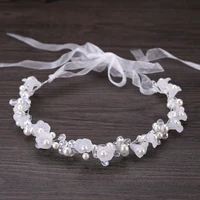 getnoivas white crystal pearl flower headband handmade bridal tiaras headpiece hair jewelry women hair wedding accessories sl