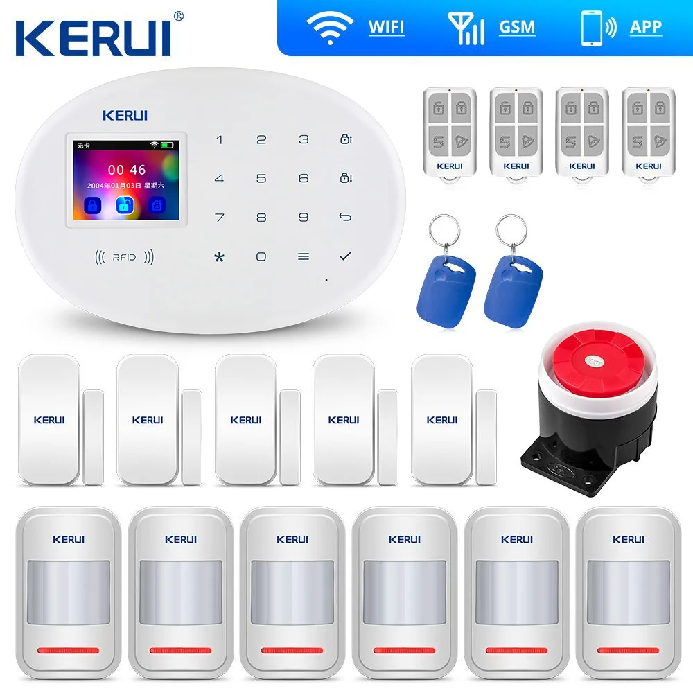 Домашняя сигнализация Kerui W20 беспроводная охранная с Wi Fi Gsm работает приложением