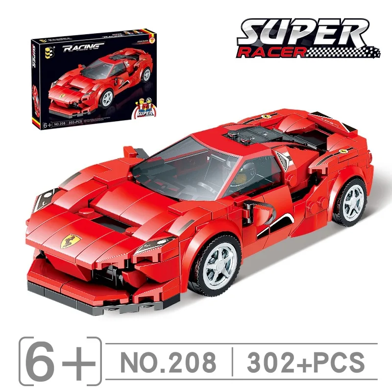 Конструктор Ferrari красный 302 шт. совместим с традиционными блоками хороший подарок