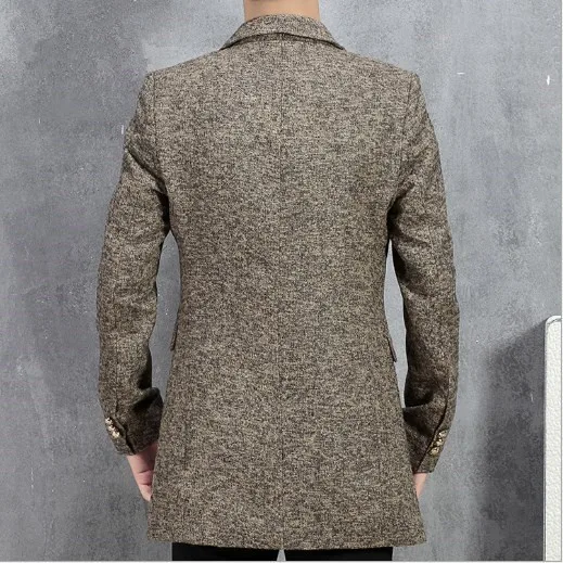 Мужской деловой Повседневный Длинный блейзер куртка мужской тренчкот черный