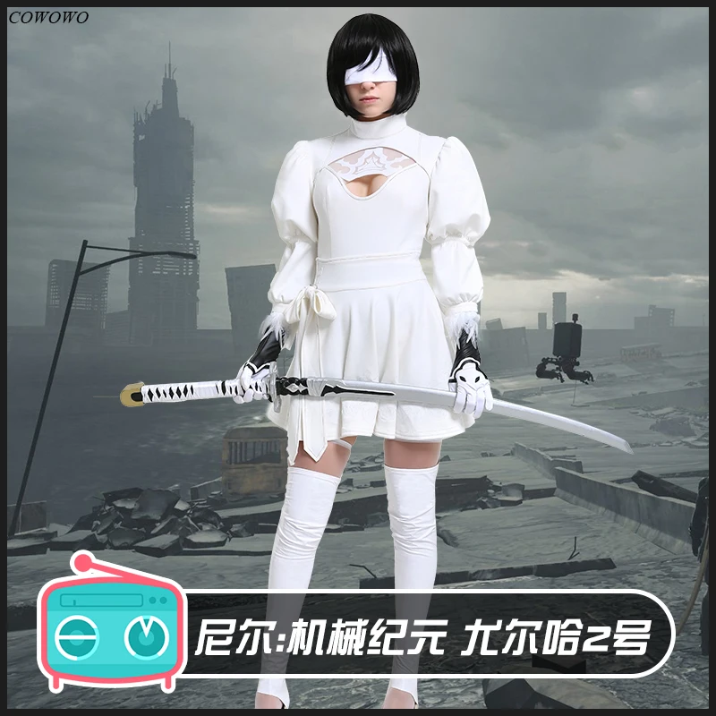 

Anime! NieR Automata YoRHa 2B Vows Of Virtue Battle Suit White Uniform Cosplay Costume Halloween Carnival Party Outfit For Women