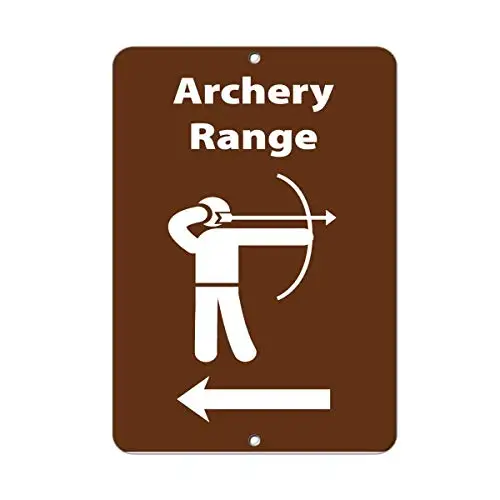 

Archery Range in Left Activity Metal Wall Poster Tin Sign Vintage BBQ Restaurant Dinner Room Cafe Shop Decor