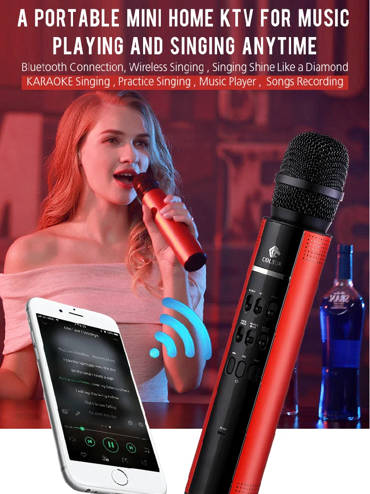 Караоке микрофоны Запись зарядки караоке Беспроводной переносной микрофон 2