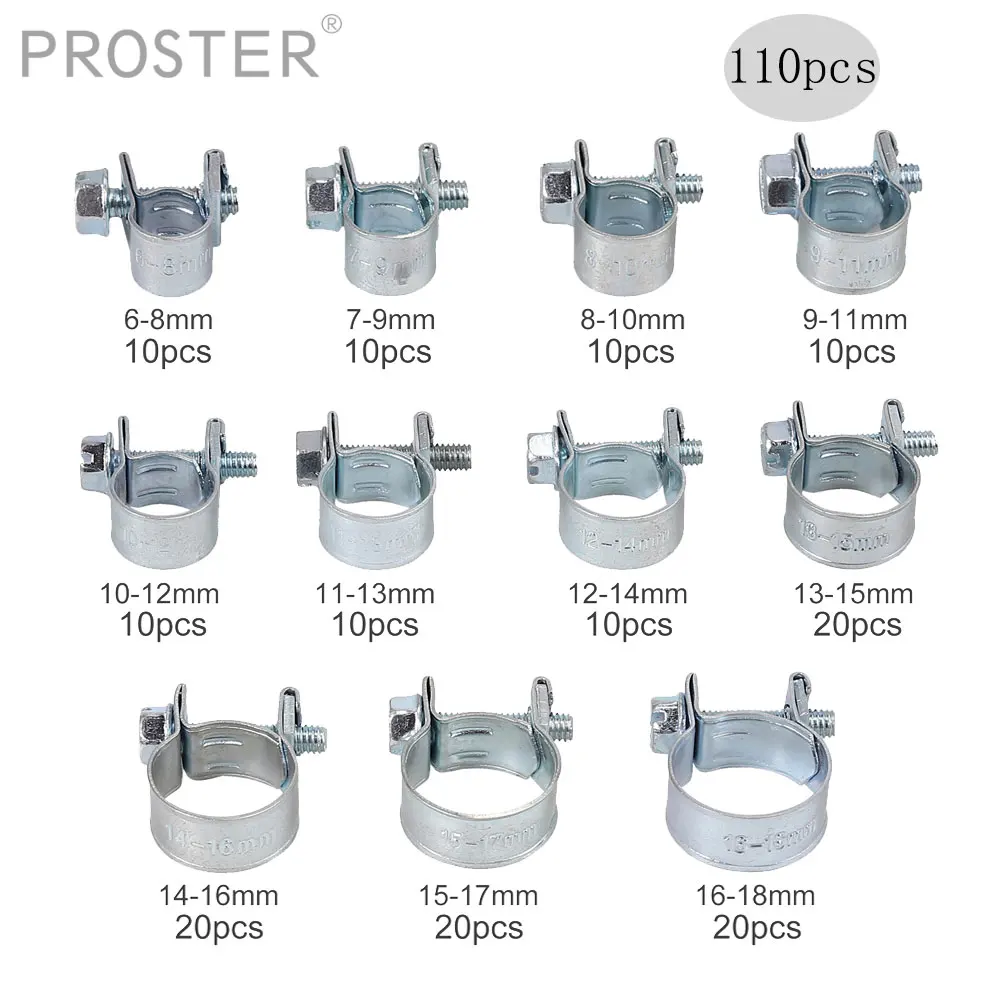 Proster 110 шт 6 18 мм оцинкованный стальной зажим для шланга мини топливная линия