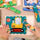 Деревянная игрушка Монтессори, 3D пазлы-пазлы для бара, Детская креативная история, двусторонний пазл для укладки, игрушка для раннего развития