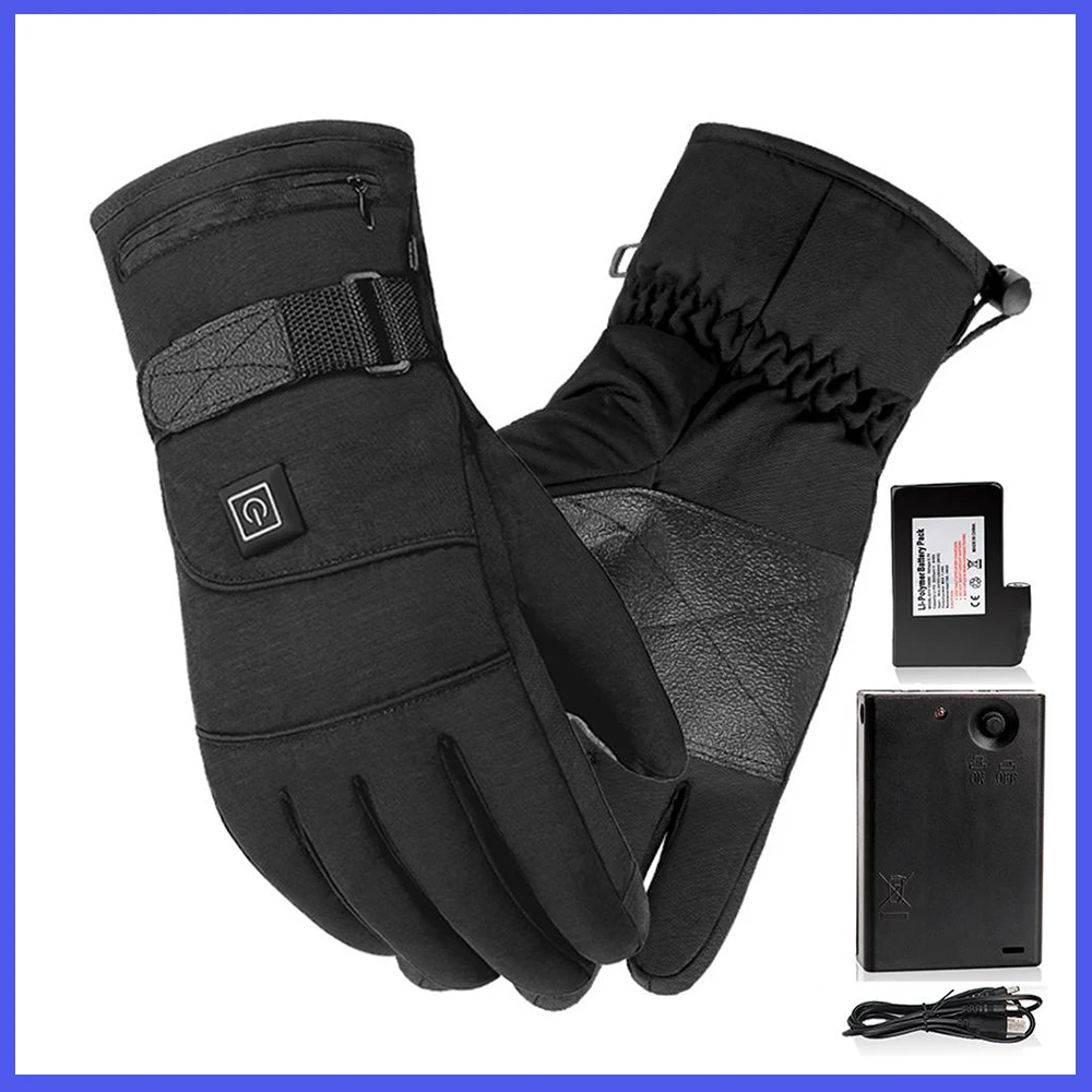 Перчатки мотоциклетные для сенсорного экрана зимние перезаряжаемые с