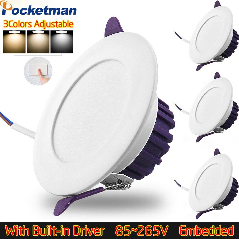 

Приглушаемый светодиодный потолочный светильник, s потолочная лампа, утопленный Круглый Точечный светильник для интерьера, 3 цвета