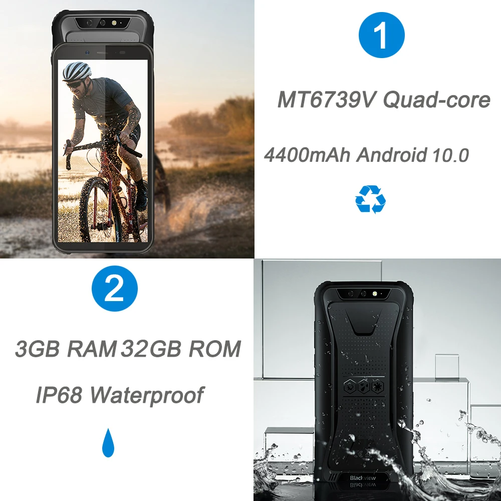 Blackview BV5500 Plus смартфон IP68 Водонепроницаемый 5 &quotHD + Android 10 3 Гб оперативной памяти 32