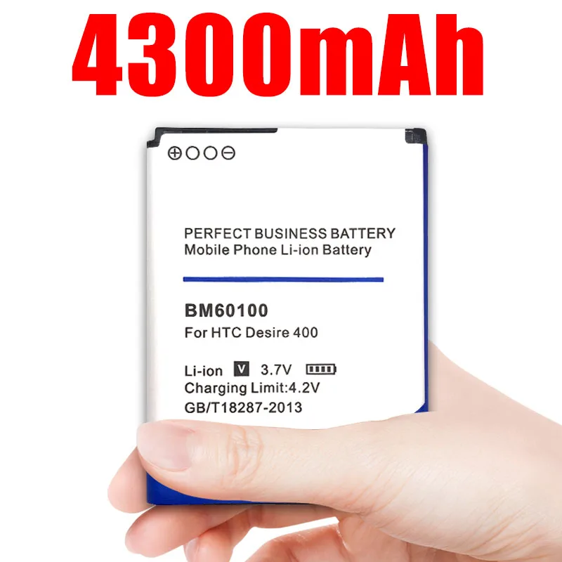 

4300mah Bm60100 Battery for Htc Desire 400 Dual 506e 600 606w T606w T608t T609d Z4 One Sc/st/su/sv C525c C525e 5088
