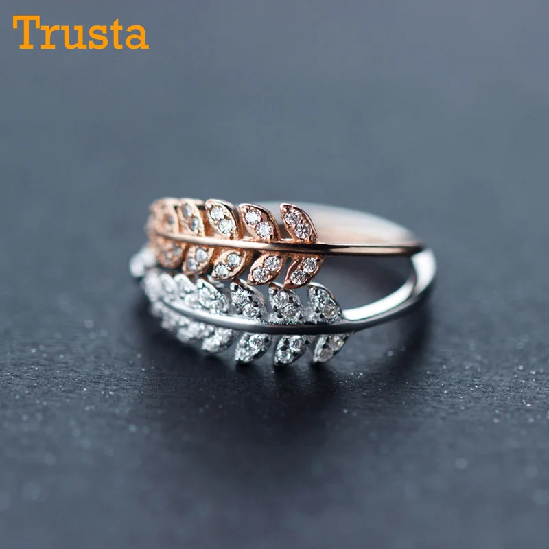 Trusta,, 925, твердое Настоящее серебро, листья, CZ, открывающееся коктейльное кольцо, размер 5, 6, 7, для девочек-подростков, Детский Рождественский подарок, DS958