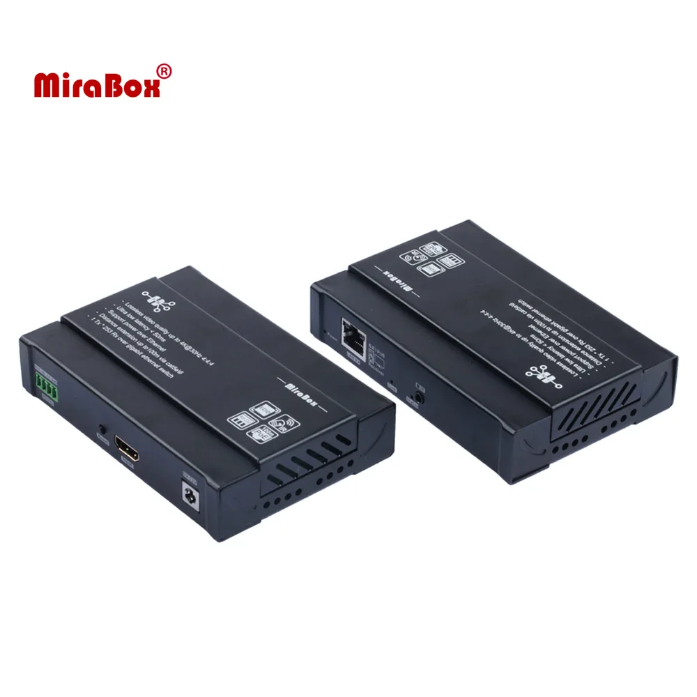 

Mirabox 4K HDMI-compatible Extender over IP 50ms Latency YUV 4:4:4 Support PoE IR Remote Control and RS-232