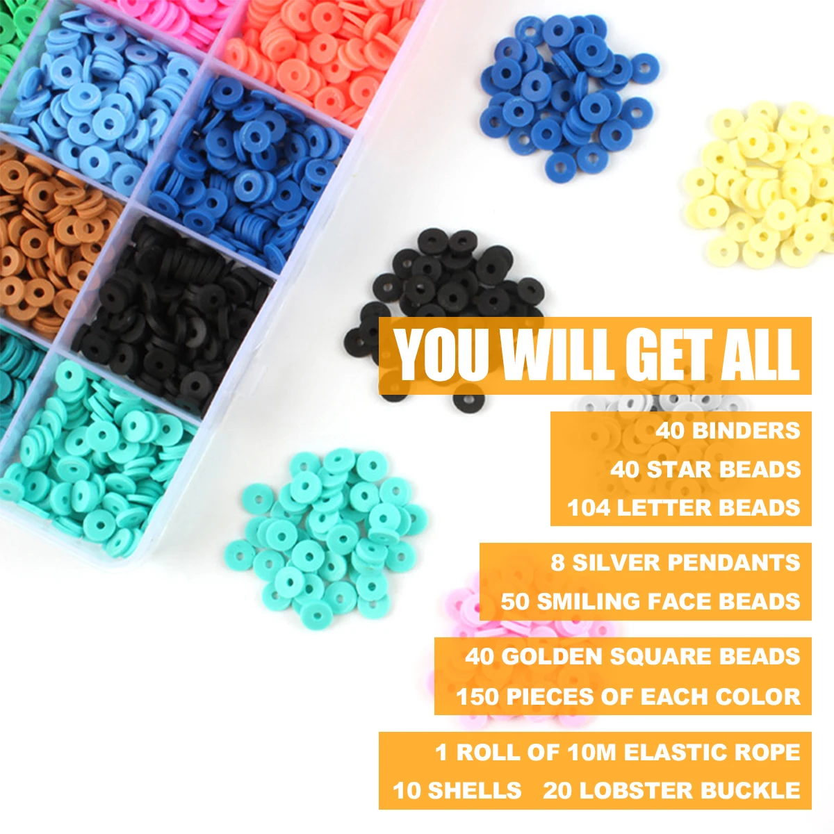 

6mm Mini Beads Kit Clay Beads with Elastic String DIY Jewelry Making Set Accessories Plastic Beads Set DIY Craft Making Ornament