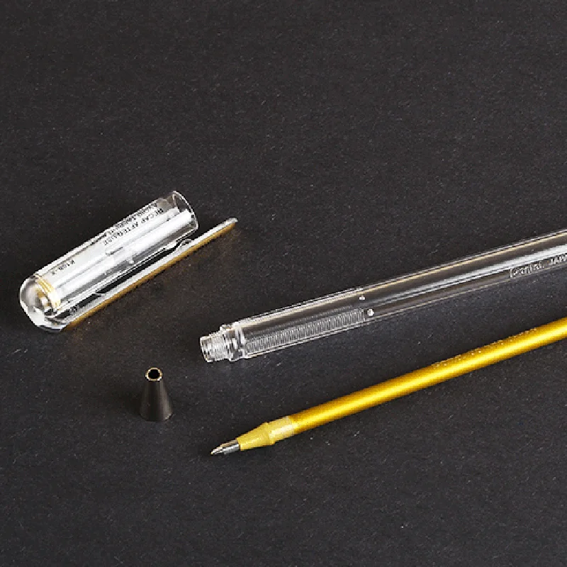 3 Pcs/Lot Pentel K108 0.8 mm Metallic Gel Ink Pen Gold White High gloss Signature pen|gel ink pen|signature pengel pens metallic |
