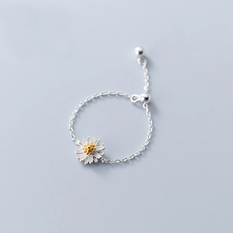 

Женское кольцо с цветком маргаритки MloveAcc, регулируемое из настоящего серебра 925 пробы, ювелирные украшения