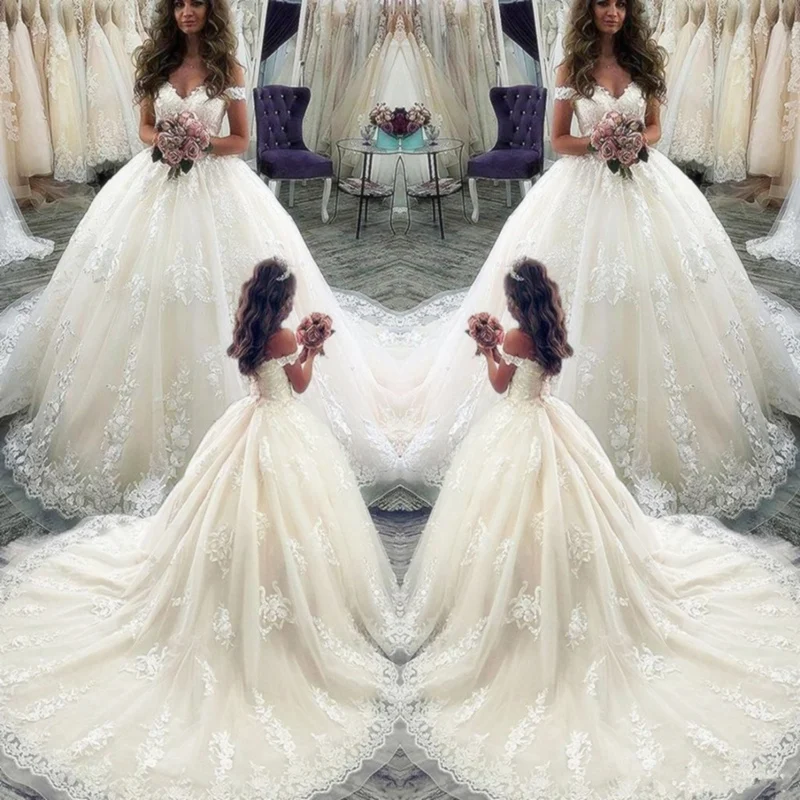 Luxury Lace Applique Flower Girl Dresses With Long Train Princess Little Girls Pageant Holy Communion Birthday Party | Свадьбы и