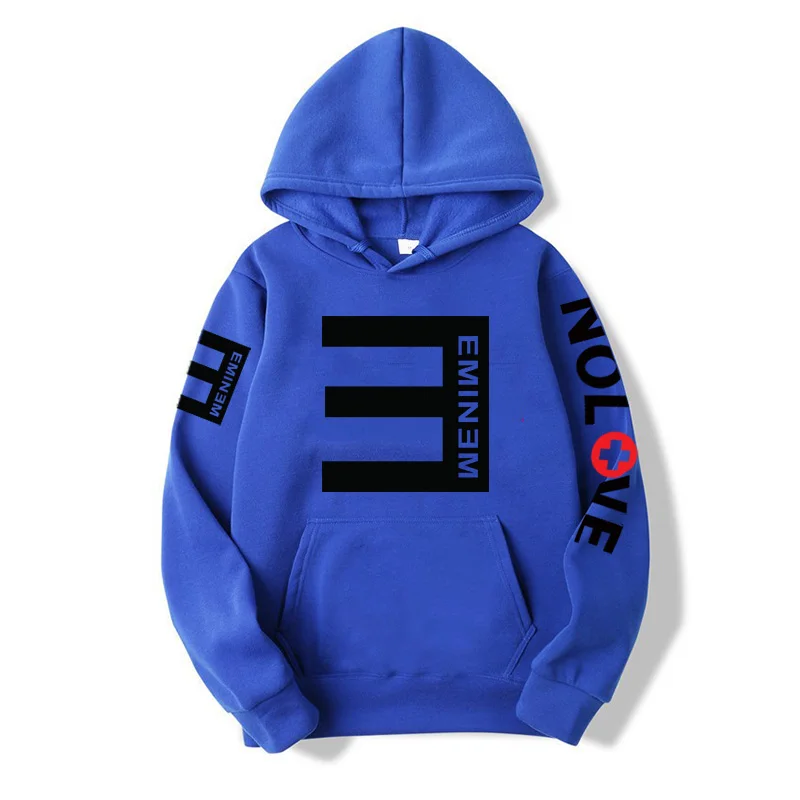 Модные зимние мужские флисовые толстовки с принтом Eminem утепленный пуловер в