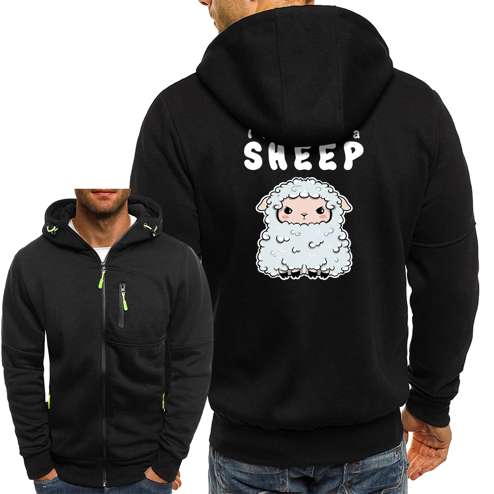 

I Don’t Give A Sheep Cartoon Jackets Mens Casual Fashion Zip Hooded Outerwear Harajuku Streetwear Jacket Casual Hip Hop Men Coat