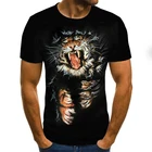 Мужские футболки с коротким рукавом, повседневные футболки в стиле хип-хоп с 3D-принтом тигра, лето 2022