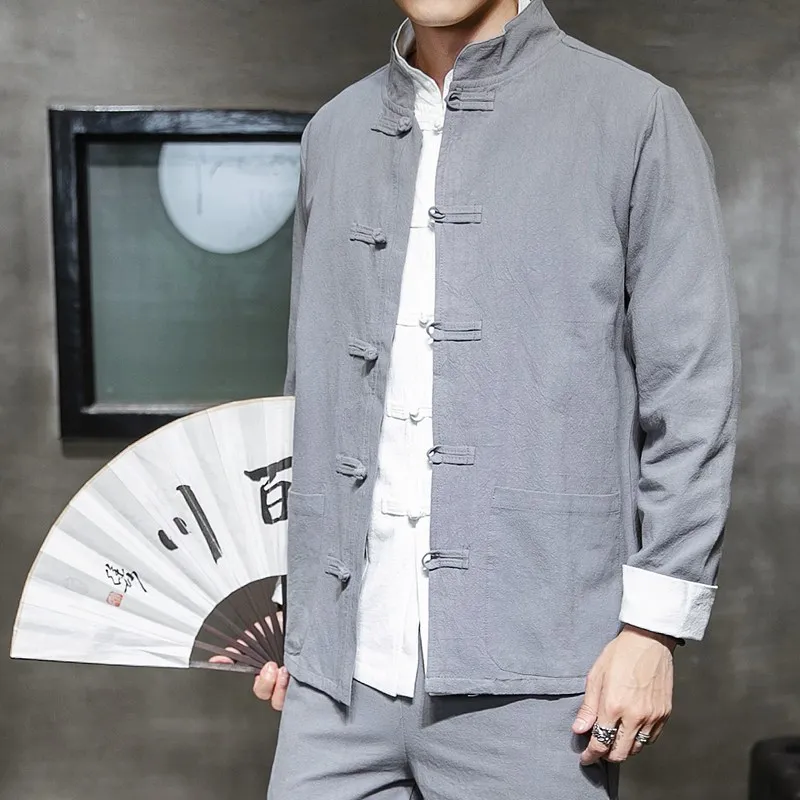

Chinese style spring autumn kung fu men's wear Tang suit body jacket cotton linen men's jackets mens streetwear clothes