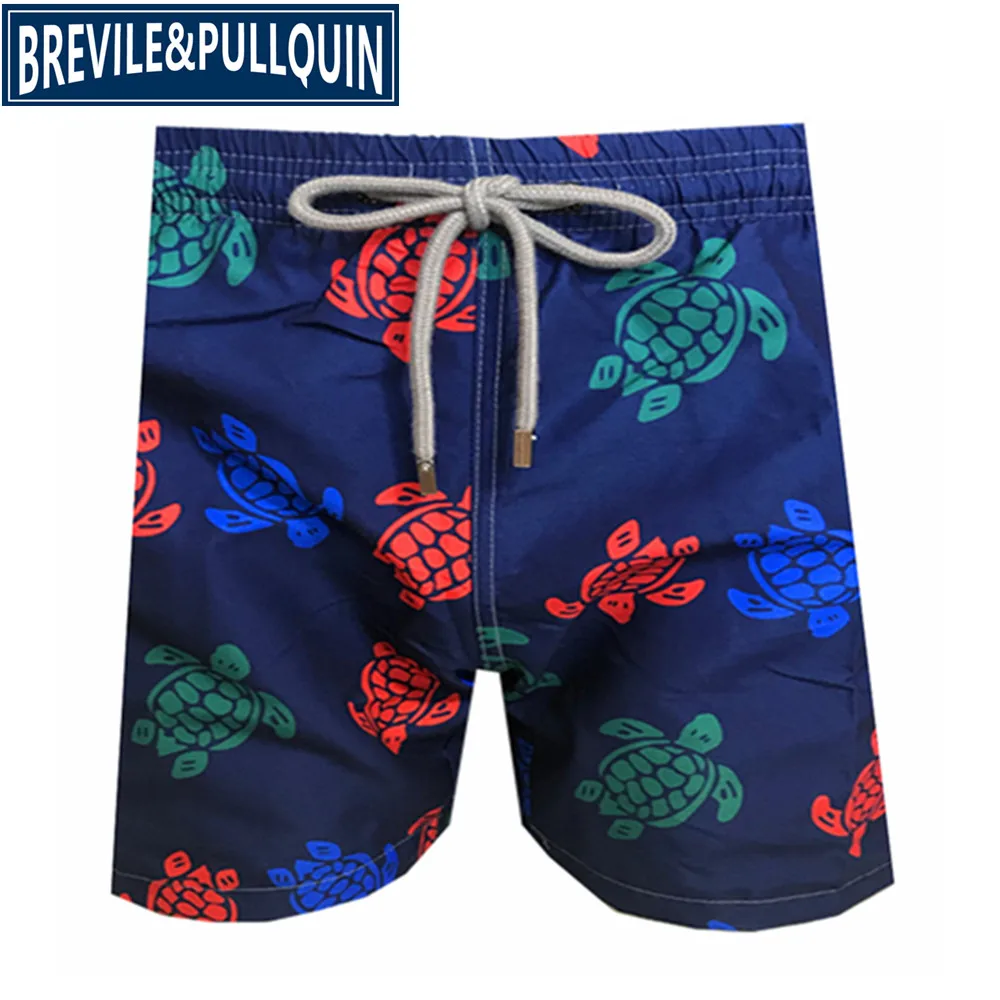 T Бренд Brevile pullquin пляжные обшитые мужские шорты Черепашки купальники взрослые бордшорты кошка Санта Клаус Скейтборд Человек пляжная одежда - Цвет: T