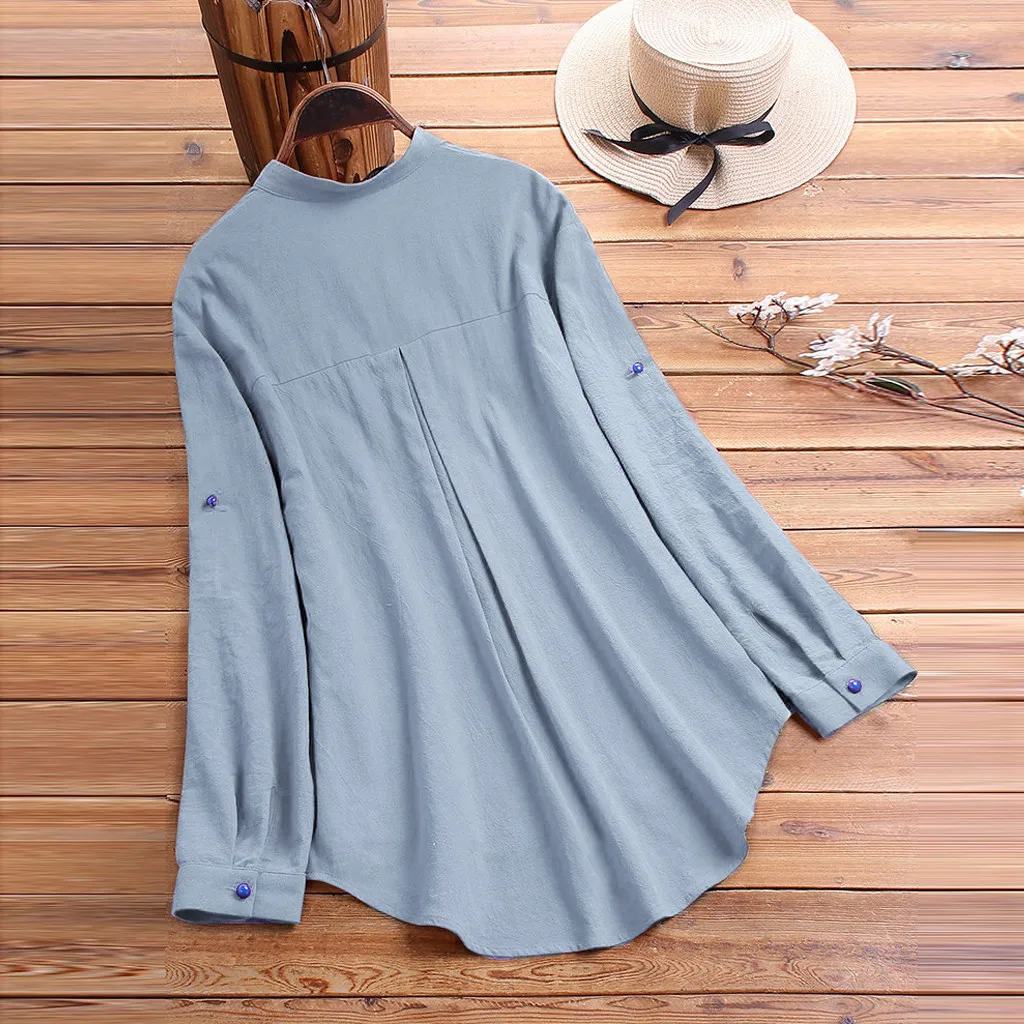 Womens Tops And Blouses Plus Size Vintage Casual Shirts Flower Print Colorful Clothing Button Long Sleeve Blouse For Lady Camisa |