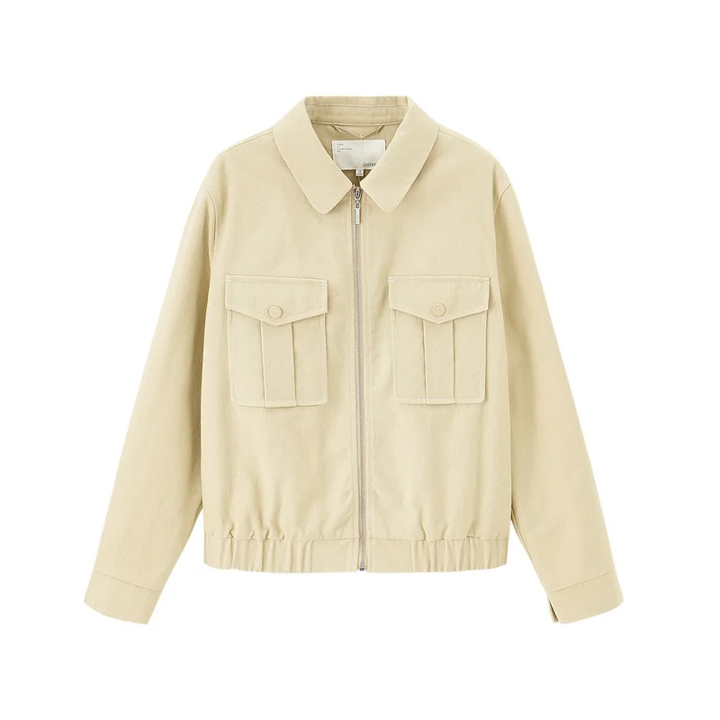 

INMAN Worker Cargo Style Short College Outerwear Cotton Women Cool Khaki Color Winter Korean Vintage Basic Lady Jacket Coat