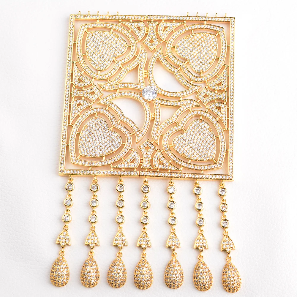 

Big High Quality Golden plated Paved CZ Necklace Pendant Connectors Cubic Zirconia DIY Jewellery Making