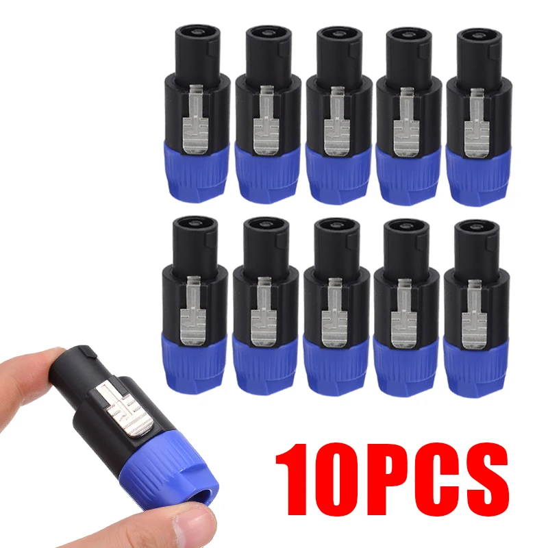 

New Arrival 10pcs 4 Pole Speaker Female Plug Cable Connector 4 Pin Connector Ohm Plug Speaker Audio Cable Plugs Adapter