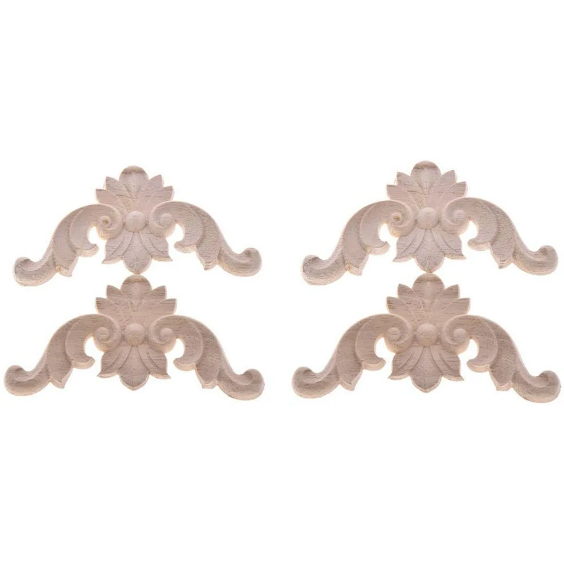 

8Pcs Wood Carved Furniture Appliques Corner Onlay Applique Furniture Home Door Decor DIY Handmade 8X8cm