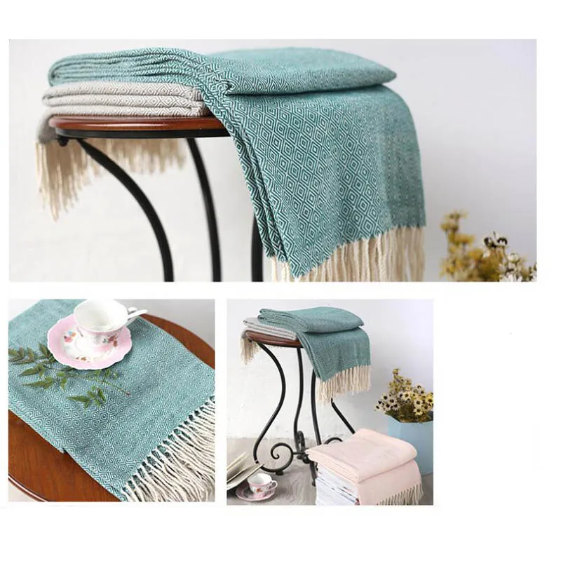 Супермягкое Клетчатое одеяло с кисточками Тканое для кровати путешествий