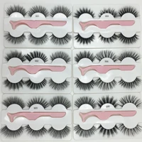 newest mink eyelashes set 3 pairs with tweezer packaging box natural long thick fake lashes kit 6 models 6setslot drop shipping