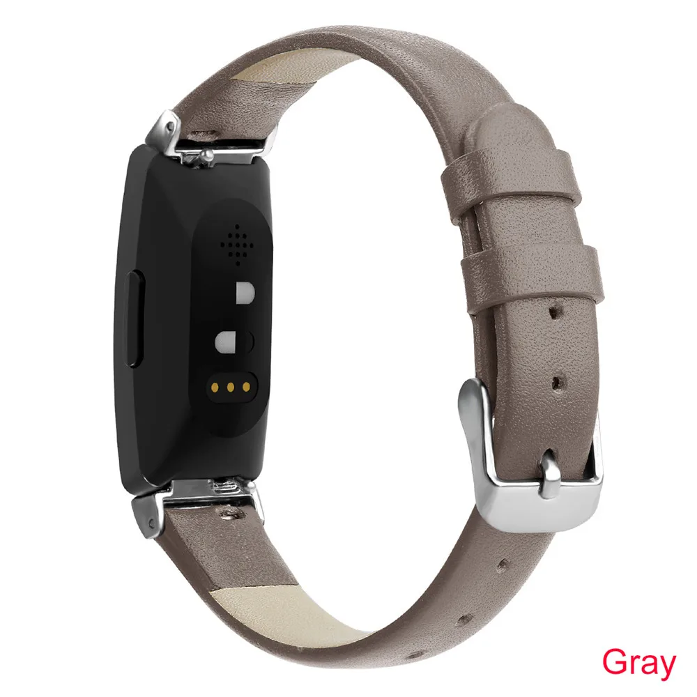 Серый Essidi кожаный ремешок для Fitbit Inspire HR умный Браслет тонкий браслет пряжка-петля для Inspire HR части - Цвет: Серый