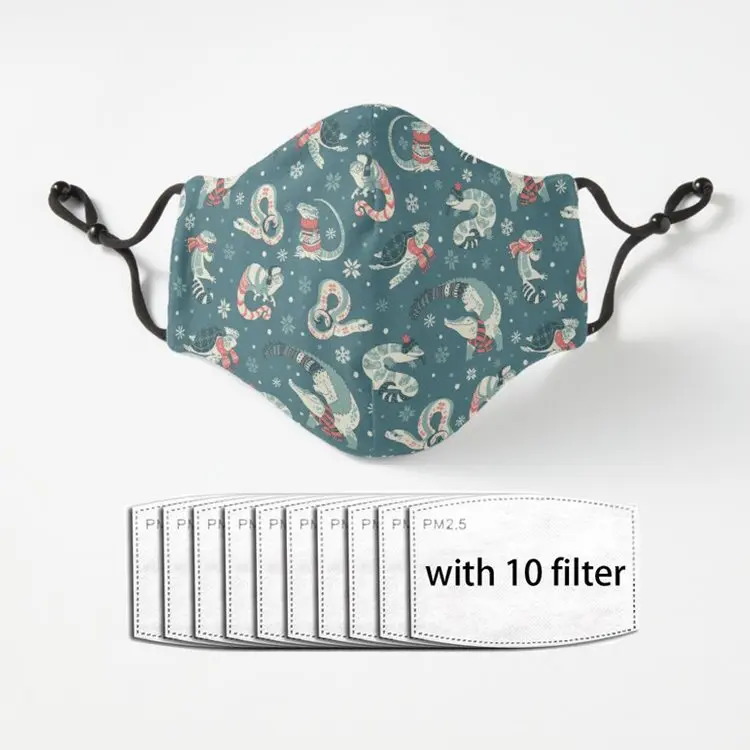 

Winter herps in dark blue Cloth Funny Mouth Face Mask Adjustable Cheap Unisex Mask With Filters Mascarillas