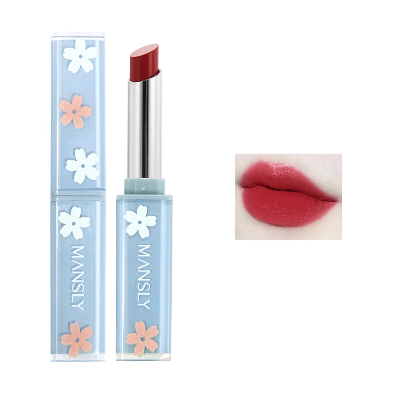 Синяя цветная помада с цветами стойкая водостойкая увлажняющая квадратная