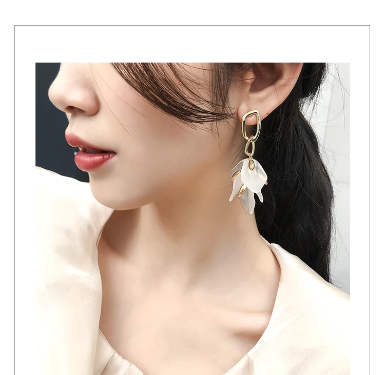 Aretes de mujer, современный стиль, дизайн, большие красные лепестки роз, серьги с кисточками, тренд, темперамент, летние корейские серьги для женщин