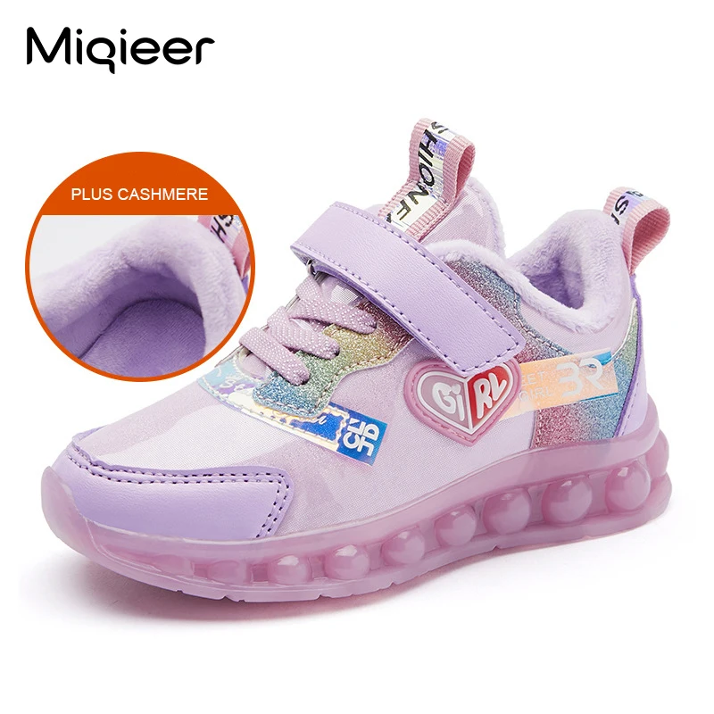 

Зимняя Детская шерстяная плюшевая теплая спортивная обувь, модная детская мягкая подошва, Нескользящие кроссовки для бега, повседневная ле...