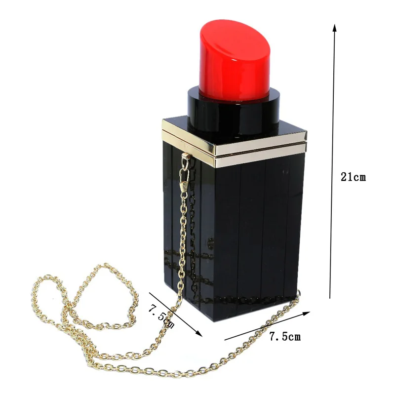 

Personality Black Lipstick Shape Designer Acrylie Wedding Party Clutch Evening Bags Fashion Women Shoulder Crossbody Bag 653