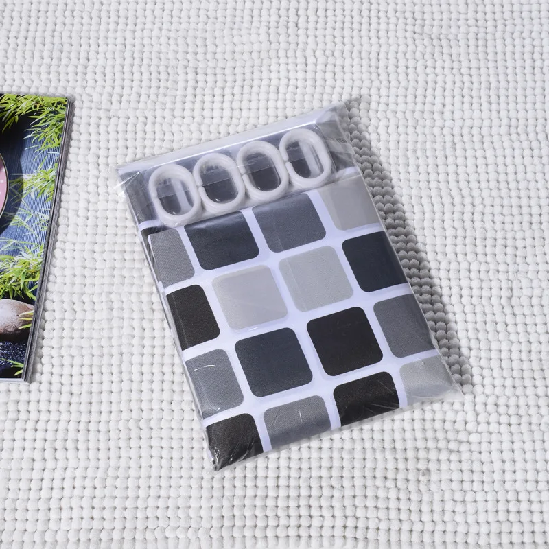 

Modern Mosaic Plaid Bathroom Curtain Fabric Cloth Thickened Waterproof Shower Curtain Bathtub Curtains With Hooks Home Decor