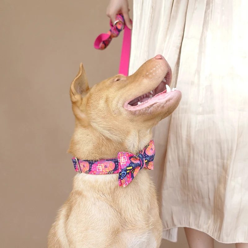 MUTTCO лазерный Выгравированный ошейник для собак в розницу самодизайн розовый граффити высокое качество ручной работы ошейник поводок 5 размеров UDC063