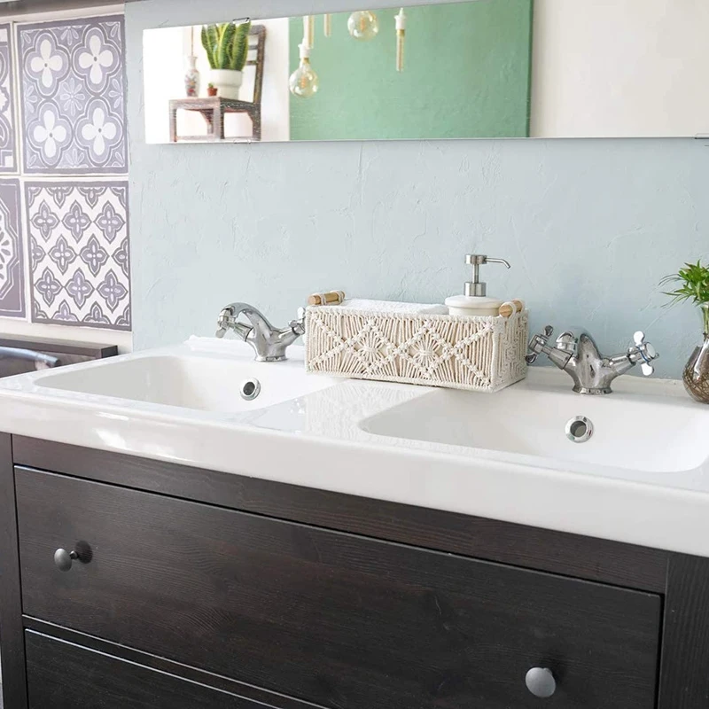 Macrame Storage Baskets Decor Box Handmade Woven Decorative Countertop Toilet Tank Shelf Cabinet Organizer Boho Set of 2 | Дом и сад