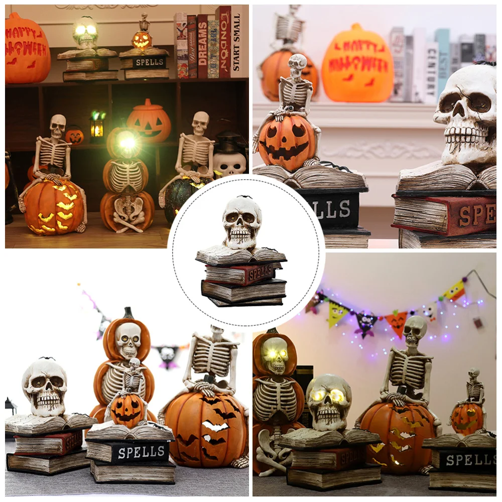 

Skulls On Books Ornament Lighted Party Decor Haunted House Ornament