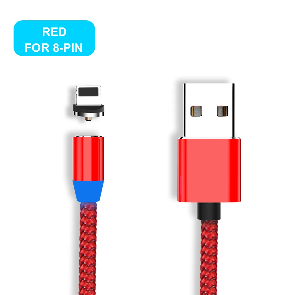 Red for iphone Магнитный кабель Vanniso Micro USB с нейлоновой оплеткой, кабели для мобильных телефонов samsung s8, Xiaomi mi9, USB C, Microusb, светодиодный, магнитный, зарядное устройство - Цвет: Red for iphone