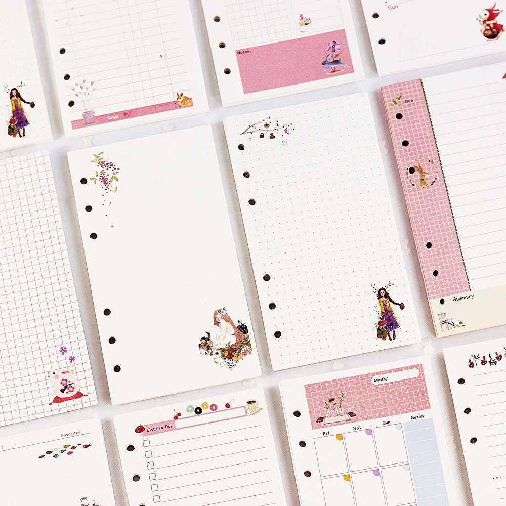 

45sheet/book A5 A6 Cute Cartoon Notebook Loose Leaf Notepad Refill DIY Diary Cover PP Binder Agenda Shell Spiral Refill Pages