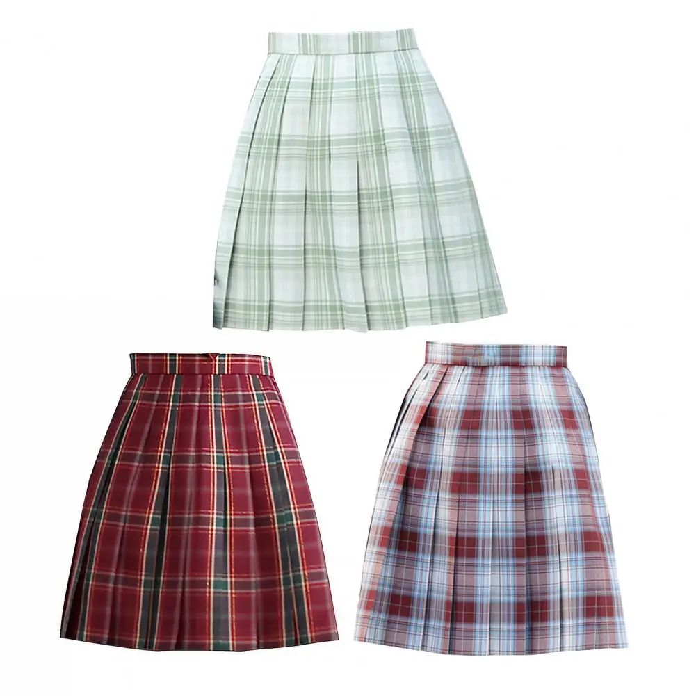 

Pleated Skirt High Waist A Line Short Japanese Style Plaid Skirt for School
