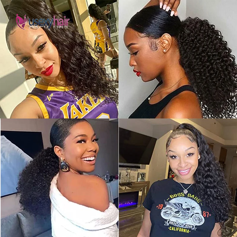 

Curly Wrap Around Ponytail Extensions Human Hair 26 Inch Clip In Hair Extensions Brazilian Remy Natural Ponytail For Black Women