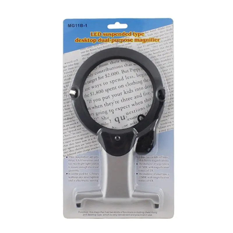 

Hands Free LED Magnifier Reading Magnifying Lens Neck Wear Jewelry Loupe 100mm