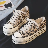 fashion designer women casual shoes flat platform wedge shoes height increasing quality canvas leopard flat sneakers rty67