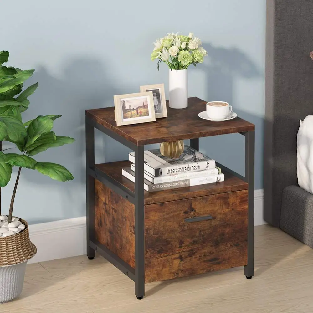 Промышленная тумбочка Tribesigns с выдвижным ящиком боковой столик для небольших