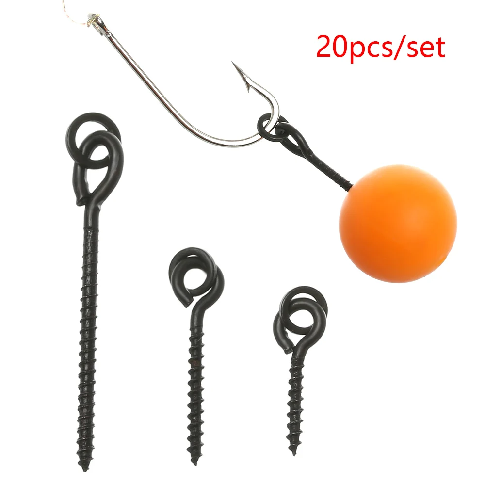 

20PCS Durable Fishing Boilie Chod Screw With Micro Hook Ring Pop Up Peg Pellet Holder Carp Terminal Tackle Bait Stop
