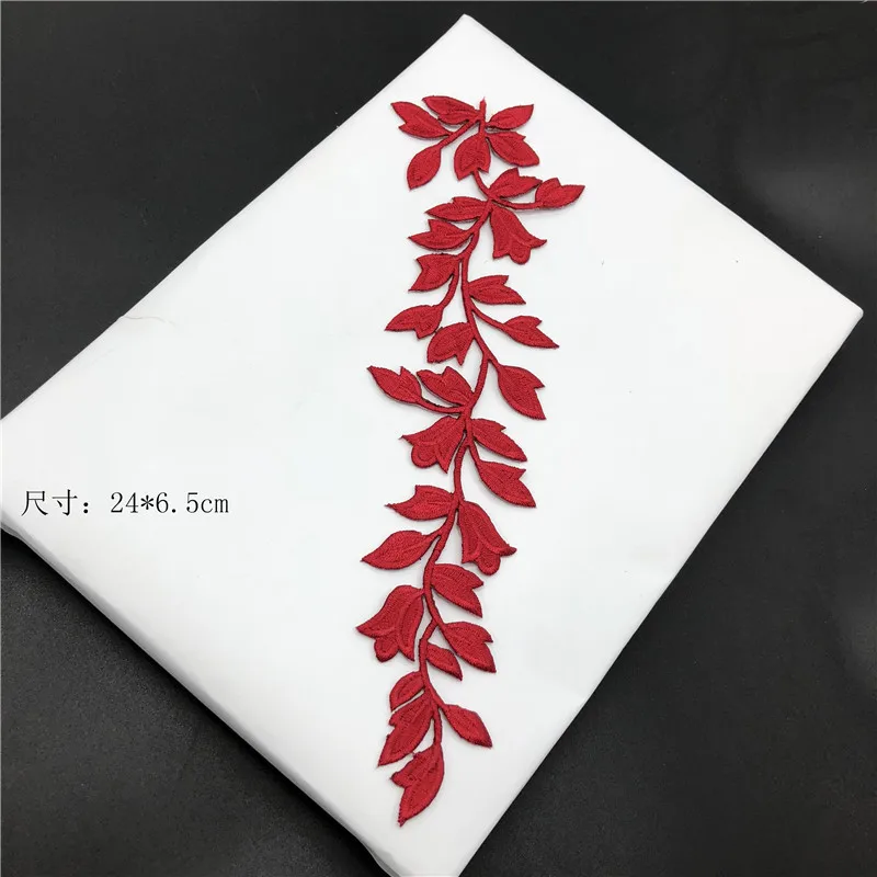 2 шт/25X6cm лист золотой черный синий красный зеленый аппликация Одежда Вышивка патч